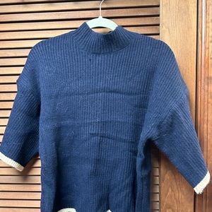 Navy, elbow length, mock neck sweater